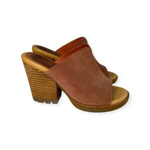 Kork-Ease Challis II suede heeled mule sandals in dusty pink chunky heel size 7